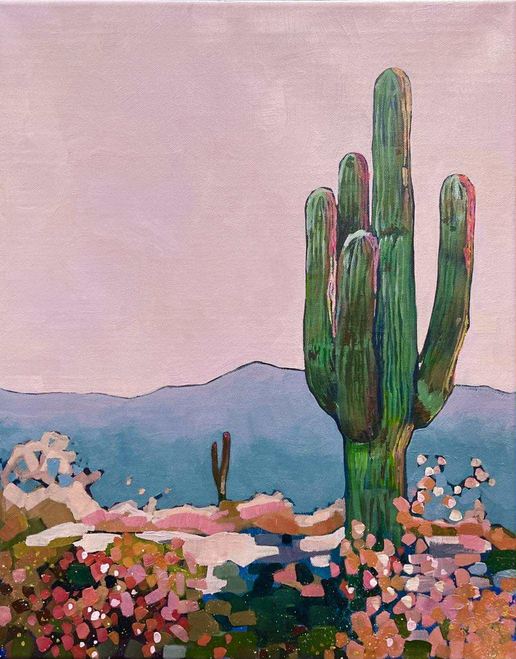 Saguaro by the Highway - 16x20 canvas