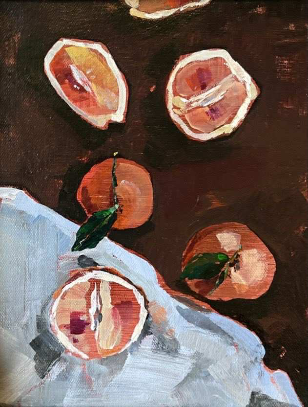 Clementines on Linen - 8x10 canvas